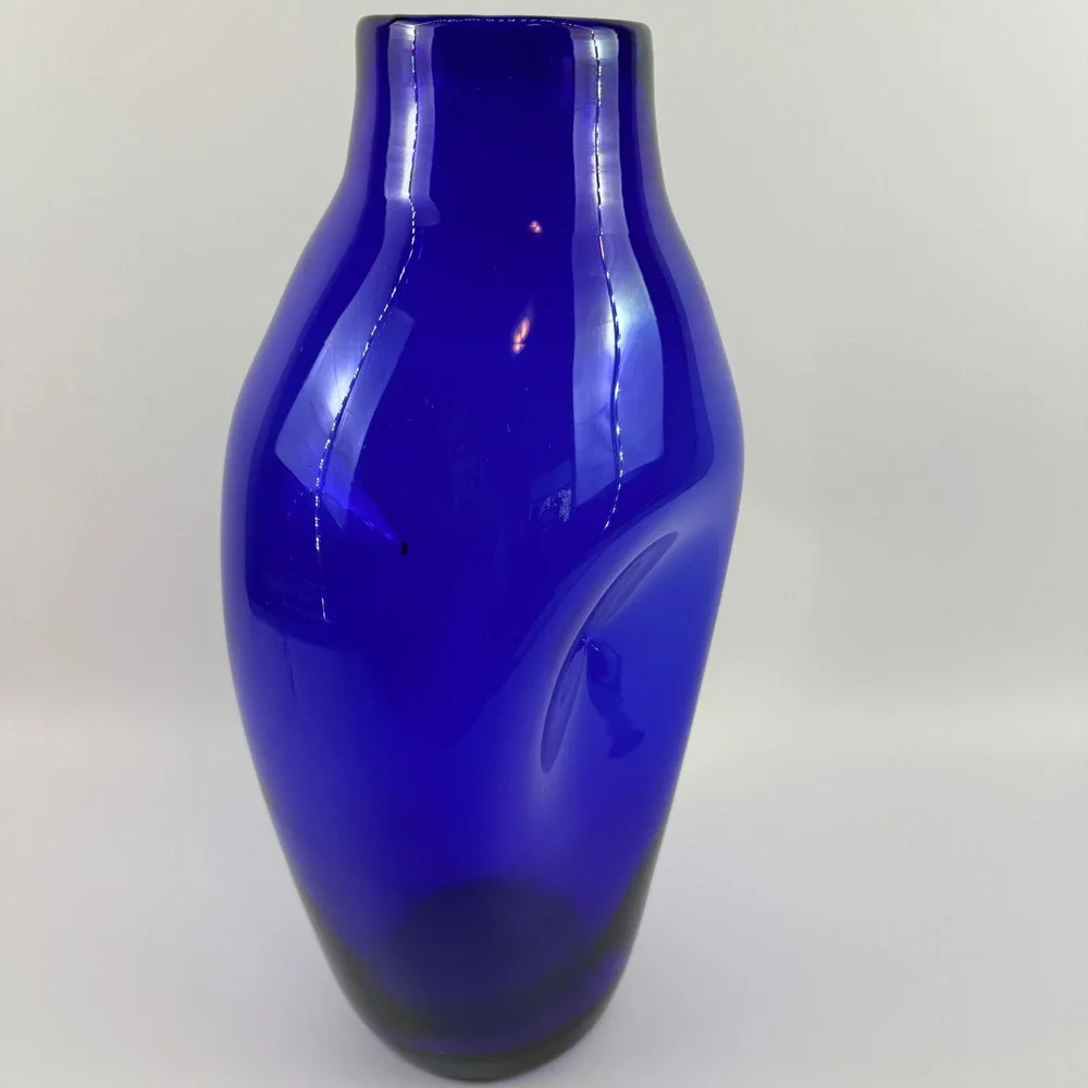 Vintage Blenko 921M Cobalt Blue Art Glass Vase Pre Designer Catalog Form